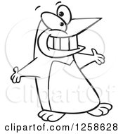 Clipart Of A Black And White Cartoon Welcoming Penguin With Open Arms Royalty Free Vector Illustration by toonaday