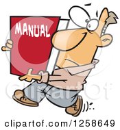 Poster, Art Print Of Cartoon Caucasian Man Carrying A Big Manual