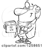 Poster, Art Print Of Black And White Cartoon Man Holding His Biograpy Book