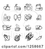 Poster, Art Print Of Black And White Coffee And Food Icons