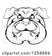Clipart Of A Black And White Angry Bulldog Face Royalty Free Vector Illustration