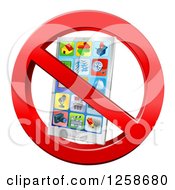 Poster, Art Print Of 3d Silver Smart Phone In A Restricted Symbol