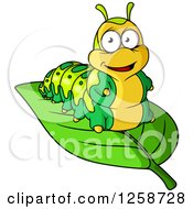 Poster, Art Print Of Happy Caterpillar On A Leaf
