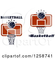Clipart Of Basketballs Hoops Text And Stars Royalty Free Vector Illustration