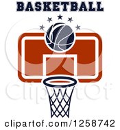 Poster, Art Print Of Basketball And A Hoop With Stars And Text