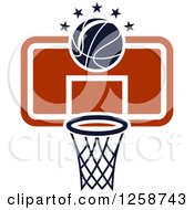 Poster, Art Print Of Basketball And A Hoop With Stars