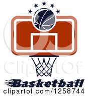 Clipart Of A Basketball And A Hoop With Stars And Text Royalty Free Vector Illustration