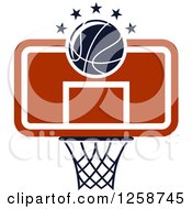 Poster, Art Print Of Basketball And A Hoop With Stars