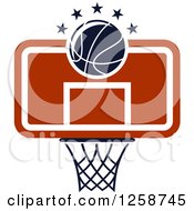 Clipart Of A Basketball And A Hoop With Stars Royalty Free Vector Illustration