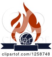 Poster, Art Print Of Basketball With Flames Over A Banner