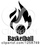 Clipart Of A Black And White Basketball With Flames And Text Royalty Free Vector Illustration