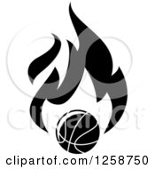 Poster, Art Print Of Black And White Basketball With Flames