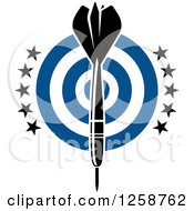 Clipart Of A Throwing Dart Over A Blue Target With Stars Royalty Free Vector Illustration