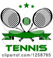 Poster, Art Print Of Stars Over Crossed Tennis Rackets And A Ball With A Banner And Text