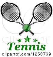 Poster, Art Print Of Stars With A Ball And Crossed Tennis Rackets Over Text