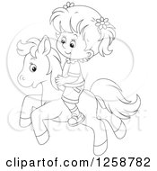 Poster, Art Print Of Black And White White Girl Riding A Pony