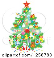 Clipart Of A Christmas Tree With Cute Ornaments Royalty Free Vector Illustration