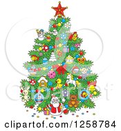 Poster, Art Print Of Christmas Tree With Childhood Ornaments