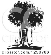 Poster, Art Print Of Black And White Woodcut Face In A Tree