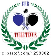 Clipart Of A Ping Pong Ball And Table Tennis Paddles With Text In A Wreath Royalty Free Vector Illustration