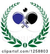 Clipart Of A Ping Pong Ball And Table Tennis Paddles In A Wreath Royalty Free Vector Illustration