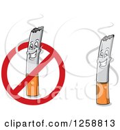 Poster, Art Print Of Happy Cigarette Characters And A Restricted Sign