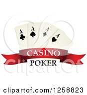 Poster, Art Print Of Playing Cards Over A Red Banner With Casino Poker Text