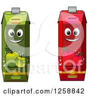 Clipart Of Apple Juice Carton Characters Royalty Free Vector Illustration