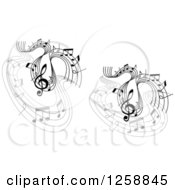 Poster, Art Print Of Grayscale Flowing Music Notes