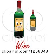 Clipart Of Wine Bottles Over Text Royalty Free Vector Illustration
