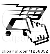 Poster, Art Print Of Black And White Hand Cursor Over A Shopping Cart