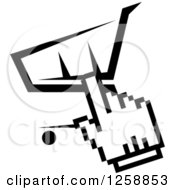 Clipart Of A Black And White Hand Cursor Over A Shopping Cart Royalty Free Vector Illustration by Vector Tradition SM