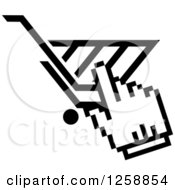 Clipart Of A Black And White Hand Cursor Over A Shopping Cart Royalty Free Vector Illustration by Vector Tradition SM