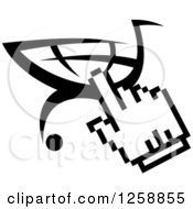 Black And White Hand Cursor Over A Shopping Cart