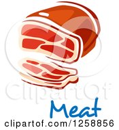 Poster, Art Print Of Chunk Of Red Meat Over Text