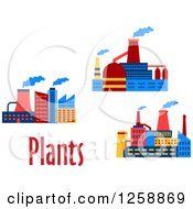 Clipart Of Colorful Factory Buildings With Plants Text Royalty Free Vector Illustration