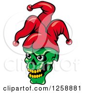 Clipart Of A Green Joker Face In A Red Hat Royalty Free Vector Illustration by Vector Tradition SM