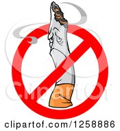 Clipart Of A Sad Cigarette In A Restricted Symbol Royalty Free Vector Illustration