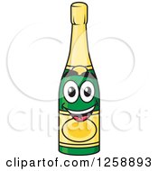Clipart Of A Champagne Bottle Character Royalty Free Vector Illustration