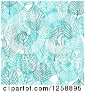 Poster, Art Print Of Seamless Background Pattern Of Blue Skeleton Leaves