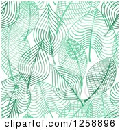 Seamless Background Pattern Of Green Skeleton Leaves