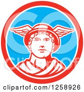 Clipart Of Mercury In A Red White And Blue Circle Royalty Free Vector Illustration