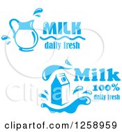 Clipart Of A Pitcher And Carton Of Milk With Text Royalty Free Vector Illustration
