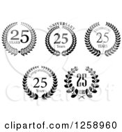 Clipart Of Black And White Anniversary 25 Years Designs Royalty Free Vector Illustration