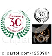 Clipart Of 30 Years Anniversary Designs Royalty Free Vector Illustration