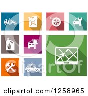 Poster, Art Print Of Colorful Square Icons With White Automotive Designs