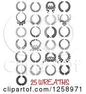 Clipart Of Vintage Black And White Wreaths With Text Royalty Free Vector Illustration
