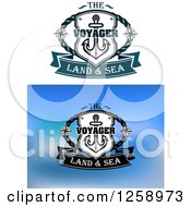 Clipart Of Shield With An Anchor And The Voyager Land And Sea Text Royalty Free Vector Illustration
