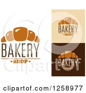Clipart Of Croissants With Bakery Shop Text Royalty Free Vector Illustration