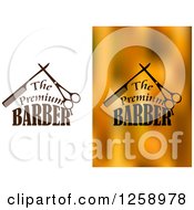Poster, Art Print Of The Premium Barber Text With A Scissors And Combs